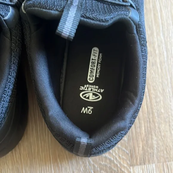 Athletic Works Comfort Fit Memory Foam Black Slip On Sneakers Size 9W - Picture 4 of 6